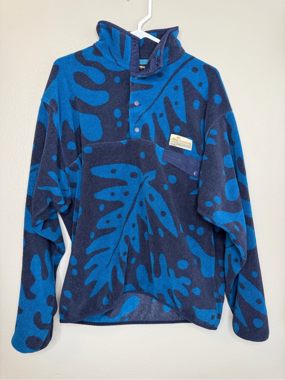 Patagonia Pataloha Leaf Synchilla Fleece Snap-T Jacket Blue Large